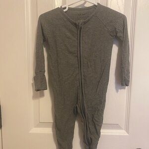 Little Sleepies Gray ribbed zippie 3-6 months